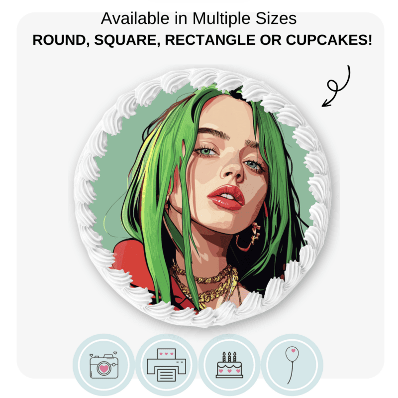 Billie Eilish Style Edible Cake Topper